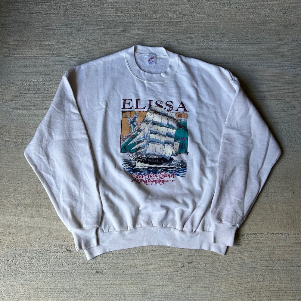 Vintage 90s Elissa Galveston Island Texas Seaport Museum Sweatshirt